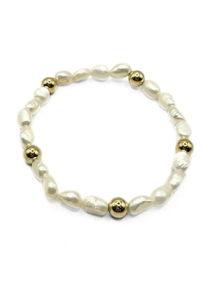 BAROQUE PATTERNED PEARL BRACELET WITH 6MM 14K GOLD-FILLED BEADS-Sissy Boutique