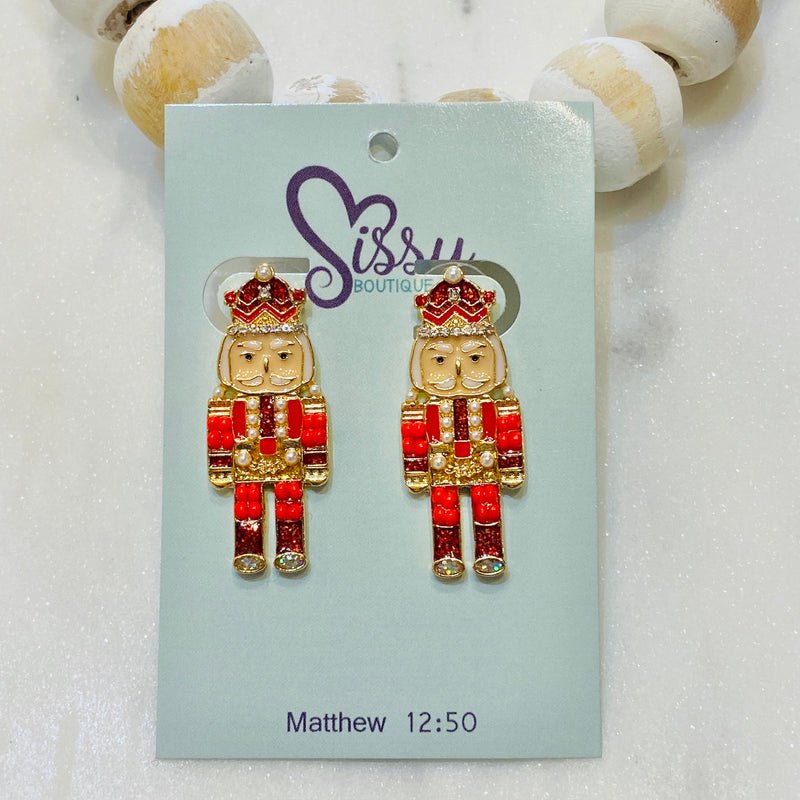 RED NUTCRACKER EARRINGS-Sissy Boutique