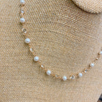 PEARL AND DIAMOND GOLD NECKLACE-Sissy Boutique