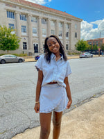 DUSTY BLUE ACID WASH TWILL SKORT-Sissy Boutique