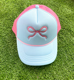 PINK AND BLUE BOW TRUCKER HAT-Pierce + Pine