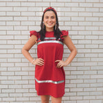 CRIMSON AND SILVER SHIFT DRESS - ALABAMA GAMEDAY-Sissy Boutique