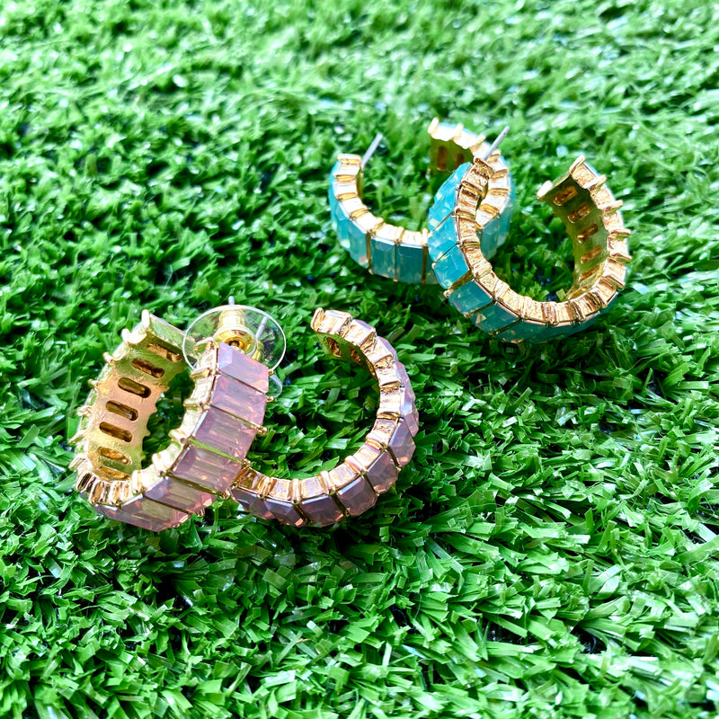 BAGUETTE GOLD CUT HOOP EARRINGS-Sissy Boutique