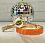 FLORIDA GATORS ENAMEL STATEMENT HINGE BANGLE IN WHITE-CANVAS Style