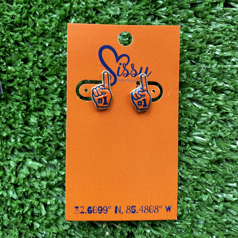 ORANGE AND NAVY FOAM FINGER METAL STUDDS-Sissy Boutique