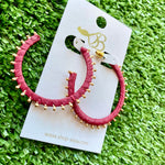 BURGUNDY HOOPS WITH GOLD DETAILING-Sissy Boutique