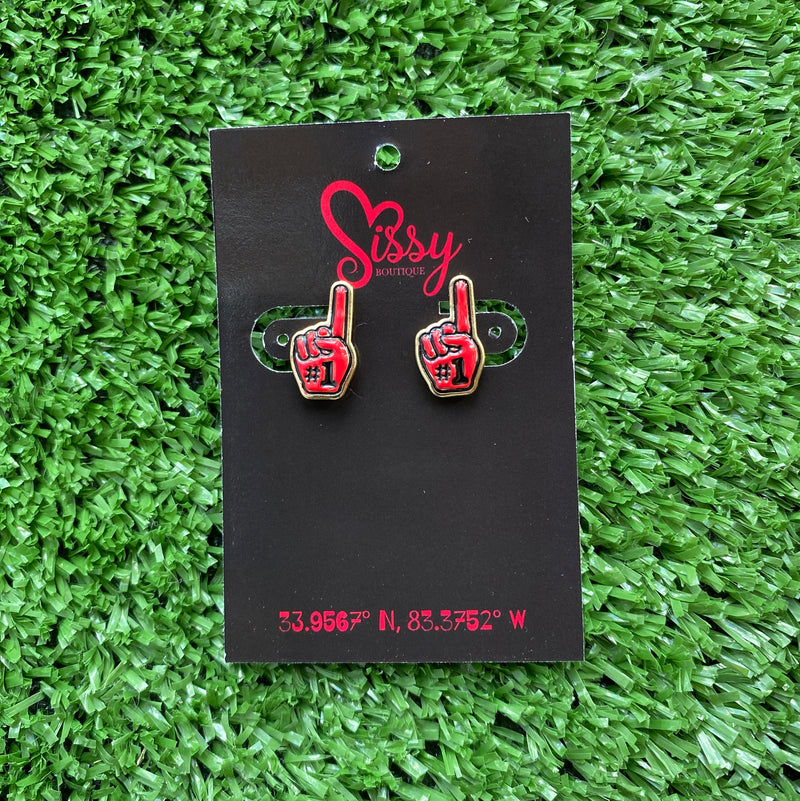 RED AND BLACK FOAM FINGER METAL STUDDS-Sissy Boutique