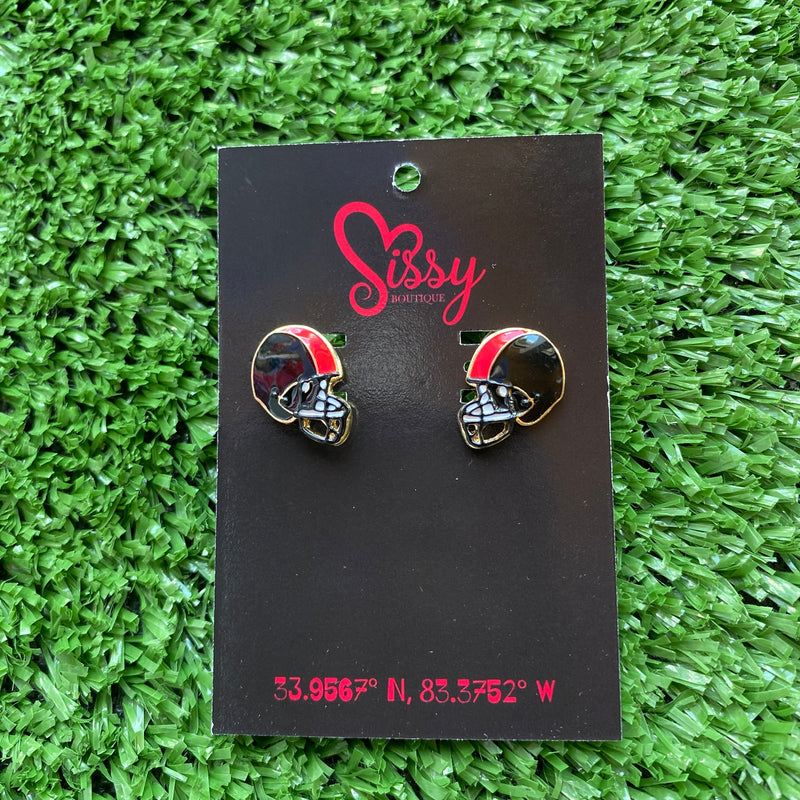 RED AND BLACK FOOTBALL HELMET STUDDS-Sissy Boutique