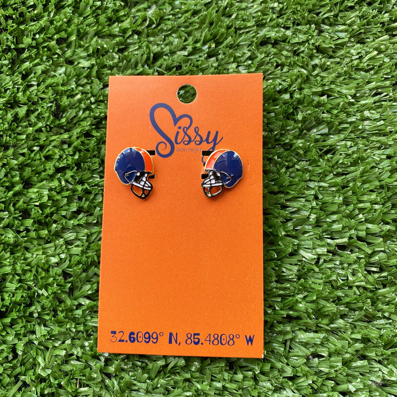 NAVY AND ORANGE FOOTBALL HELMET STUDDS-Sissy Boutique