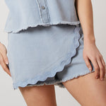 DUSTY BLUE ACID WASH TWILL SKORT-Sissy Boutique