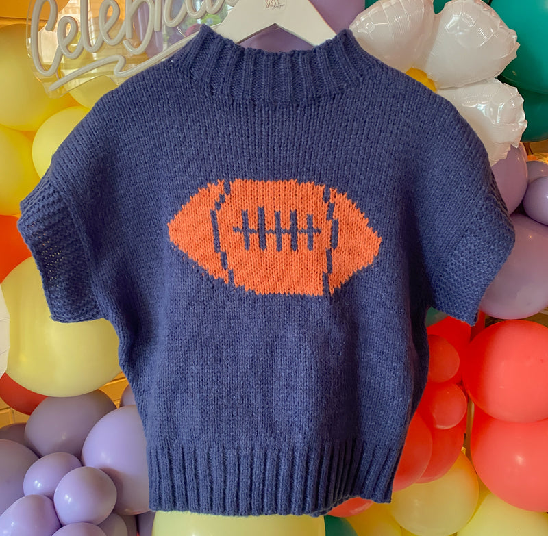 AUBURN FOOTBALL TURTLENECK SHORT SLEEVE SWEATER AUBURN-Sissy Boutique