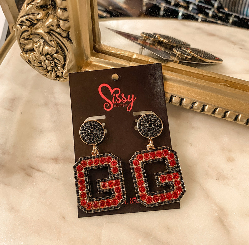 GEORGIA RED AND BLACK DIAMOND EARRINGS-Sissy Boutique