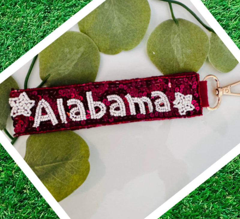 ALABAMA SEQUINS AND SEEDBEAD WRIST STRAP WITH GOLD LOBSTER CLASP-Sissy Boutique