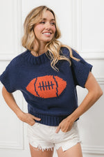 AUBURN FOOTBALL TURTLENECK SHORT SLEEVE SWEATER AUBURN-Sissy Boutique