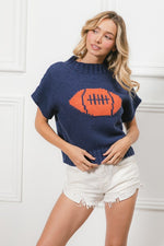 AUBURN FOOTBALL TURTLENECK SHORT SLEEVE SWEATER AUBURN-Sissy Boutique