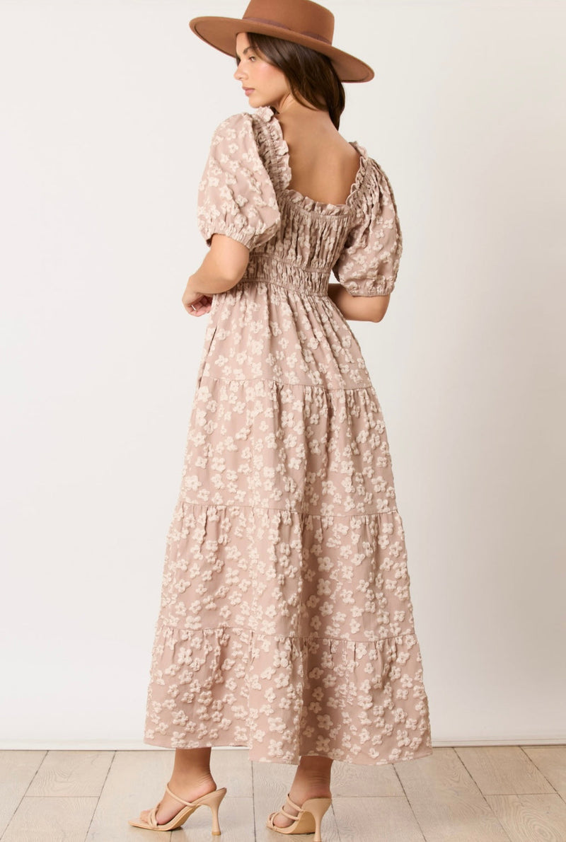 TAUPE TEXTURED MAXI DRESS-Sissy Boutique