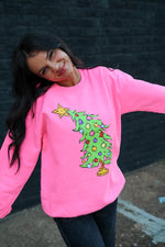 YOUTH PINK CHRISTMAS TREE SWEATSHIRT-Sissy Boutique