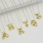 18K GOLD PLATED BALLOON BUBBLE INITIAL PENDANT NECKLACE