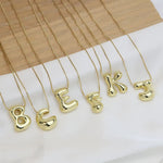 18K GOLD PLATED BALLOON BUBBLE INITIAL PENDANT NECKLACE