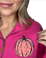 AUGUST BLEU - POLKA DOT PUMPKIN PATCH TOMMY ELECTRIC PINK PULLOVER-Sissy Boutique