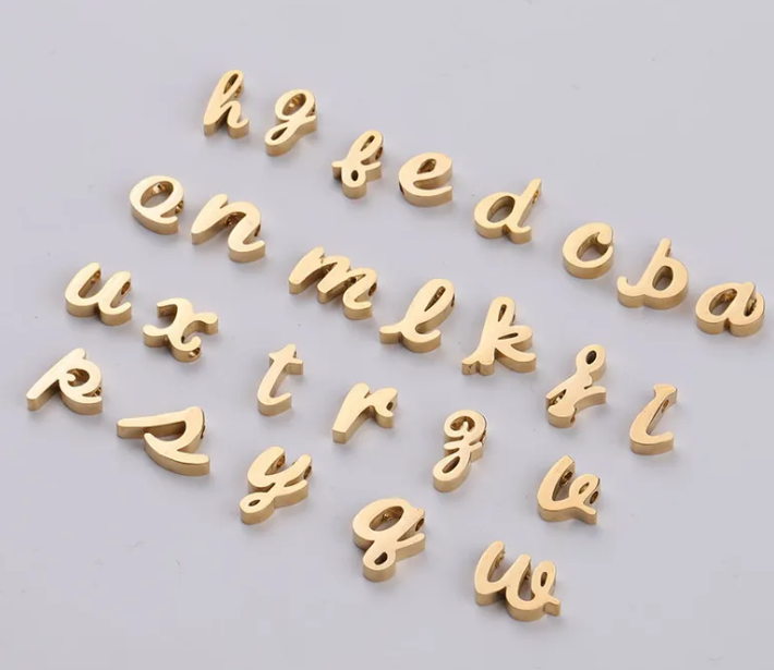 CURSIVE LOWER-CASE GOLD FILLED CHARM 8MM-Sissy Boutique-Sissy Boutique