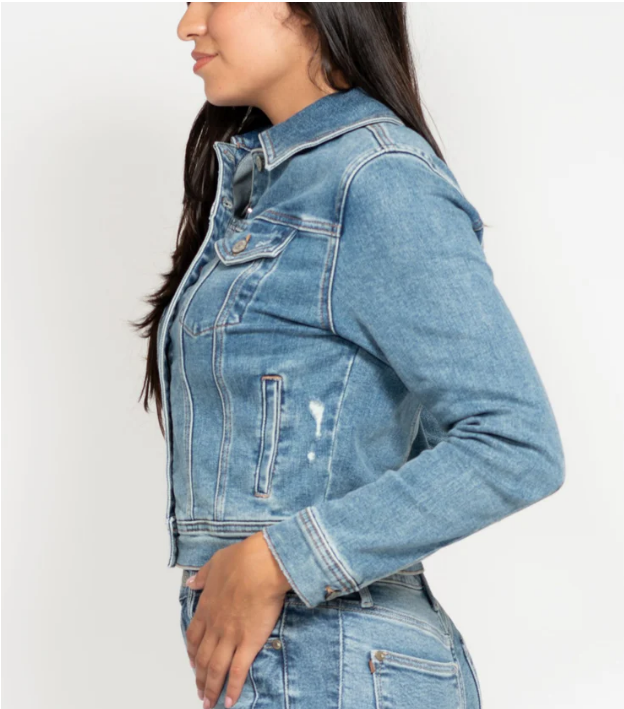 JUDY BLUE CLASSIC VINTAGE WASHED DENIM JACKET-Judy Blue-Sissy Boutique