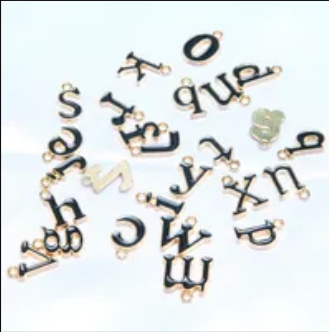 BLACK ALLOY LETTER INITIAL LETTER CHARMS-Sissy Boutique