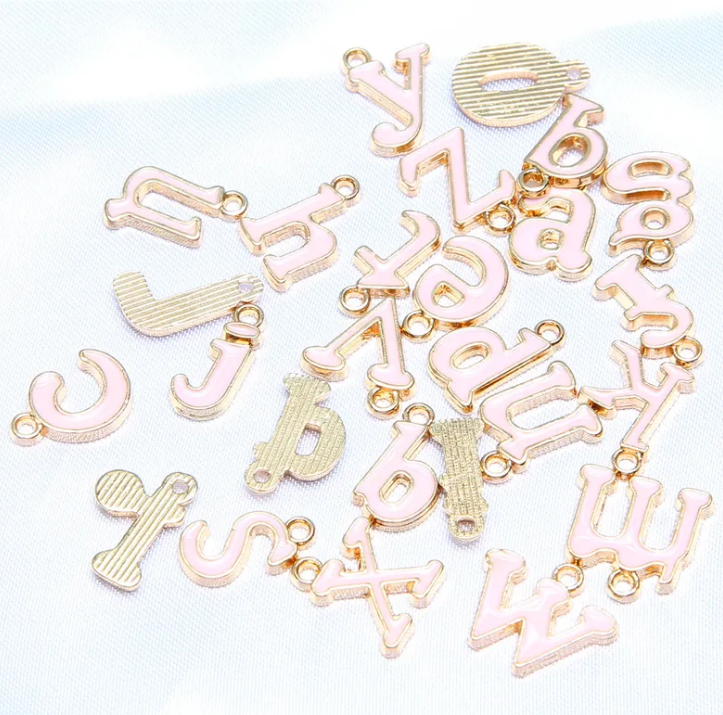 PINK ALLOY LETTER INITIAL LETTER CHARMS-Sissy Boutique