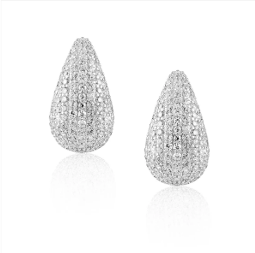 Glam Silver Pavé Teardrop  Earrings-Sissy Boutique