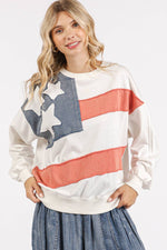 AMERICAN FLAG USA PATCH MINERAL WASH PULLOVER TOP-mittoshop-Sissy Boutique