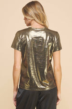 Gold Metallic Basic T-shirt-If She Loves-Sissy Boutique