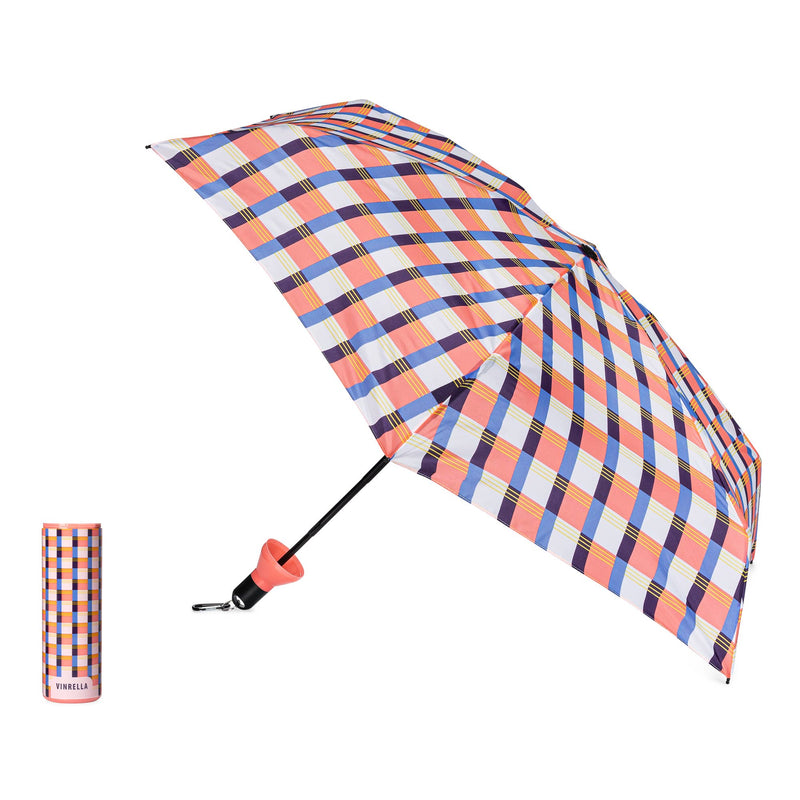 GINGHAM PINK WATER BOTTLE UMBRELLA-Vinrella