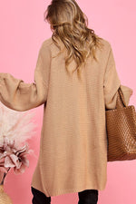 CASUAL CAMEL COLORED SOLID FALL LONG SLEEVE CARDIGAN-Cezele