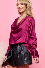 Satin Drape Blouse-Cezele