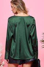 Satin Drape Blouse-Cezele