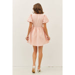 BUBBLE TEXTURED BOW TIE FRONT MINI DRESS-idem ditto-Sissy Boutique