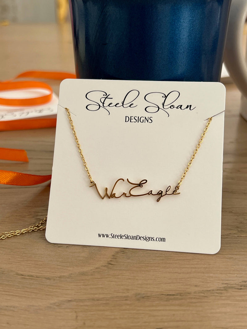 AUBURN WAR EAGLE GAME DAY NECKLACE GIFT FOR AUBURN FAN-Steele Sloan Designs