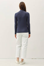 DEEP BLUE/NAVY BASIC TURTLE NECK KNIT TOP-Be Cool