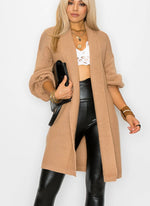 CASUAL CAMEL COLORED SOLID FALL LONG SLEEVE CARDIGAN-Cezele