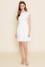 MINIMALIST SMOCK WAIST FRONT TWIST MINI DRESS-Fore Collection-Sissy Boutique
