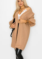 CASUAL CAMEL COLORED SOLID FALL LONG SLEEVE CARDIGAN-Cezele