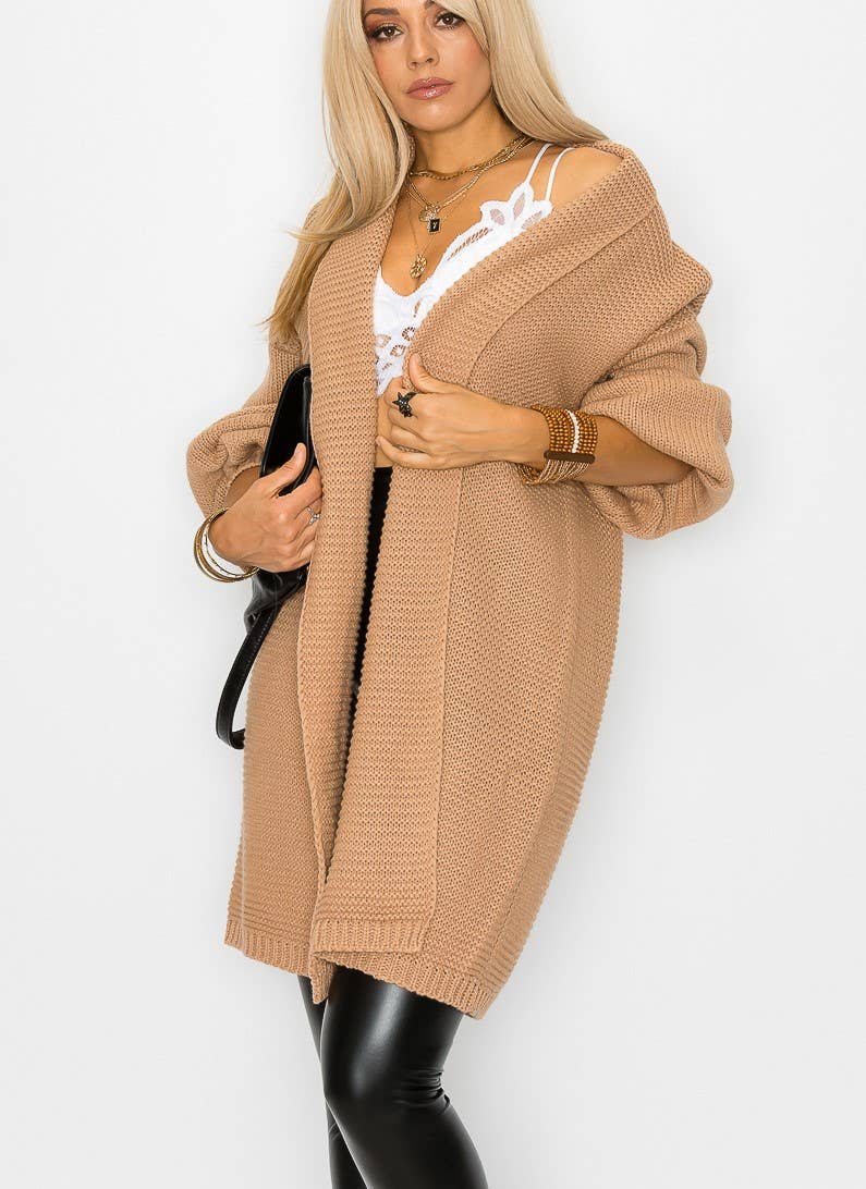 CASUAL CAMEL COLORED SOLID FALL LONG SLEEVE CARDIGAN-Cezele