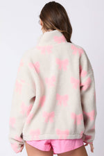 Bow Jacquard Sherpa Sweatshirts-Peach Love California-Sissy Boutique