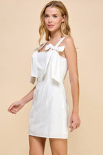 WHITE BOW DETAIL MINI DRESS-TCEC