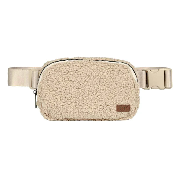 C.C BEIGE FLEECE FANNY PACK-Sissy Boutique-Sissy Boutique