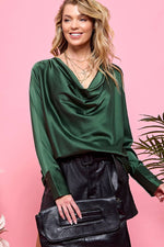 Satin Drape Blouse-Cezele