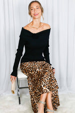 Leopard Printed Bias Cut Satin Maxi Skirt-Vine & Love-Sissy Boutique