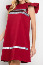 CRIMSON AND SILVER SHIFT DRESS - ALABAMA GAMEDAY-Sissy Boutique