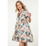 ABSTRACT PRINT DRESS: GRAY / S-THML