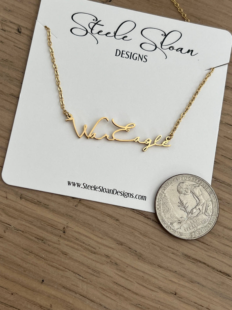 AUBURN WAR EAGLE GAME DAY NECKLACE GIFT FOR AUBURN FAN-Steele Sloan Designs